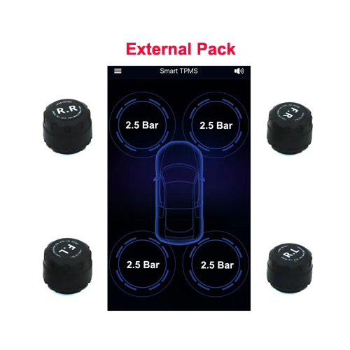External EANOP BLE TPMS беспроводной дисплей App автомобильный монитор давления в шинах 4 внутренних/внешних датчика Подходит для iOS/Android DVD - Цвет: External