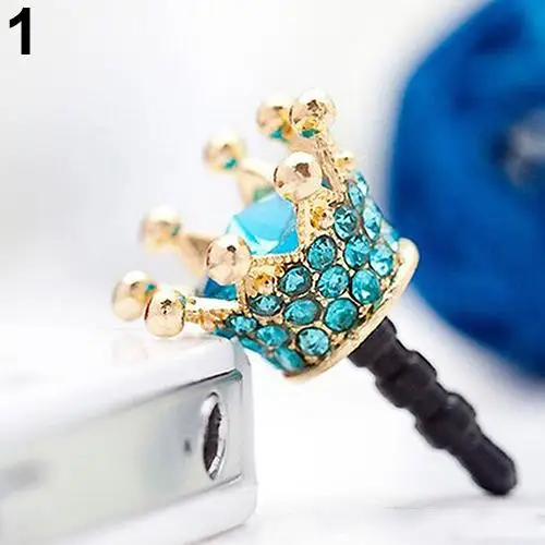 Мода Rhinestone Корона 3 5 мм против пыли наушников Разъем Крышка Пробка Кепки |