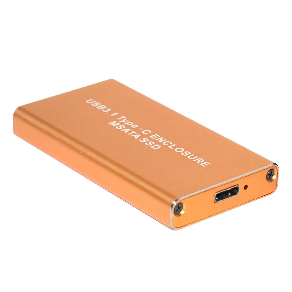 New Aluminum Alloy External SSD Caddy USB3.1 Type-C to 50mm mSATA SSD External Enclosure