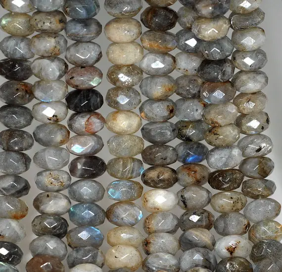 

10x6mm Labradorite Gemstone Faceted Rondelle Loose Beads 7.5 inch Half Strand (90183573-780)