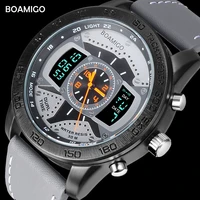 men sports watches boamigo brand man leather led digital quartz watches wristwatches 30m water resistant relogio masculino clock