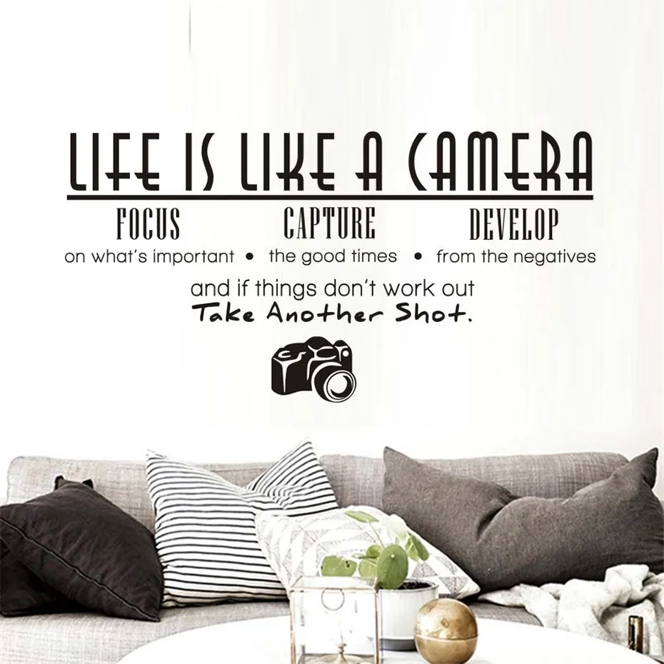 Жизнь как камера стикер на стену Гостиная Офис Кабинет ПВХ съемный