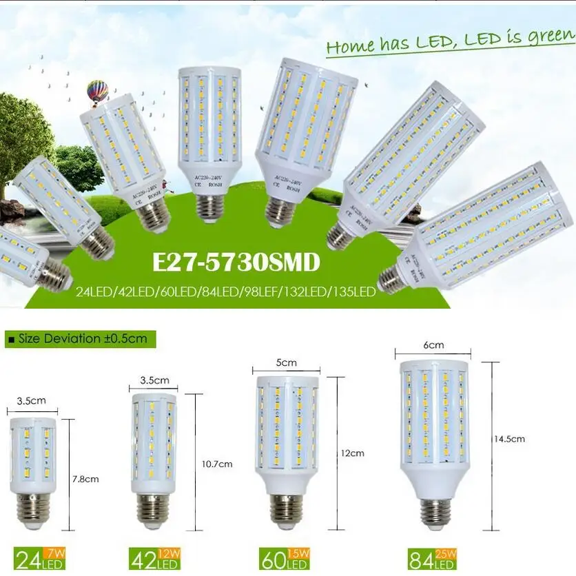 Utral Bright SMD 5730 5630 AC 110V 220V Светодиодная лампа E27 E14 Светодиодный ная светильник/42/60/84
