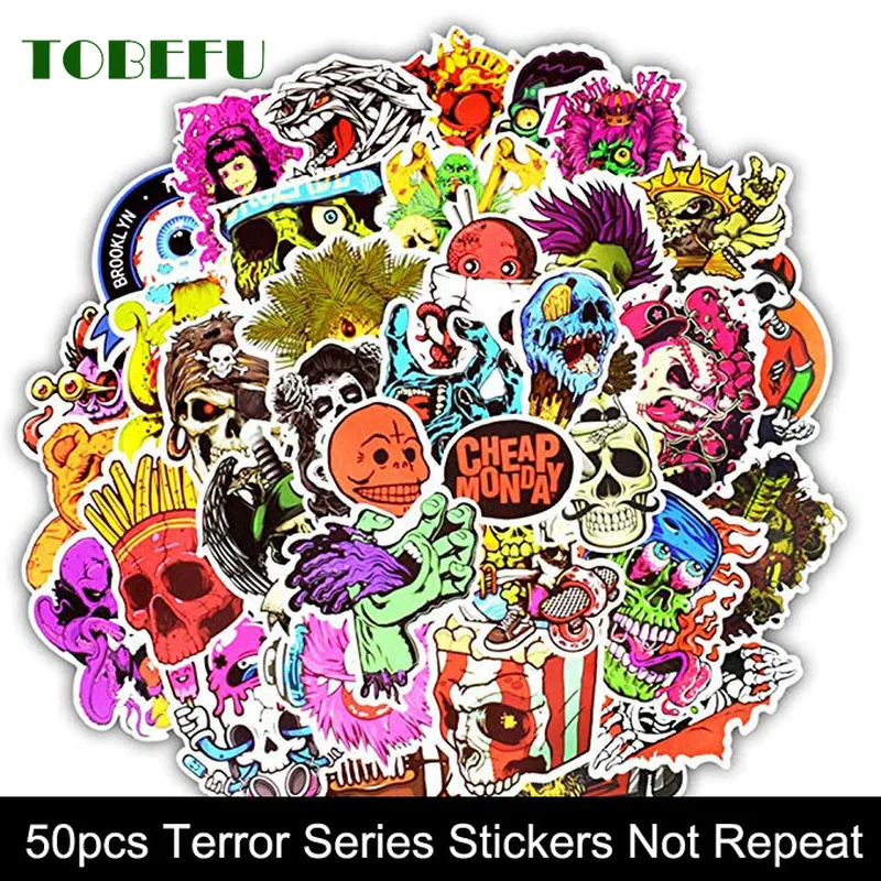 50 шт. Terror серия Наклейка Граффити скелет темная смешная наклейка s для DIY на