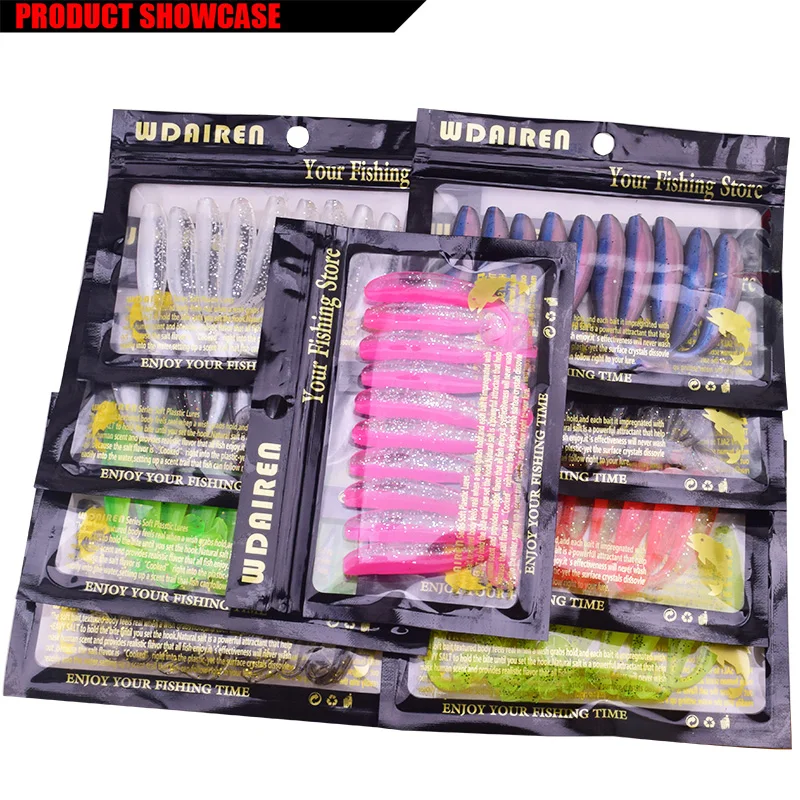 10pcs/lot Jig Wobbler Fishing Lure Easy Shiner Fishing Lures 75mm 55mm Carp Fishing Soft Silicone Artificial Double Color Baits
