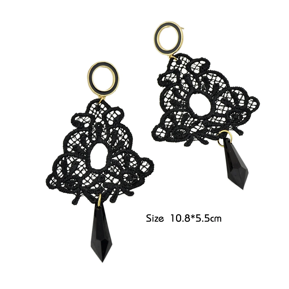 Retro Style Lace Earrings Hollow Out Geometric Party For Women Black Acrylic Arrow Pattern Dangle | Украшения и аксессуары