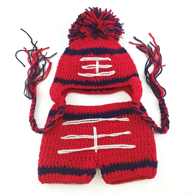 Детский наряд для фотосессии новорожденных Бейсбол Стиль костюм вязаный Шапки