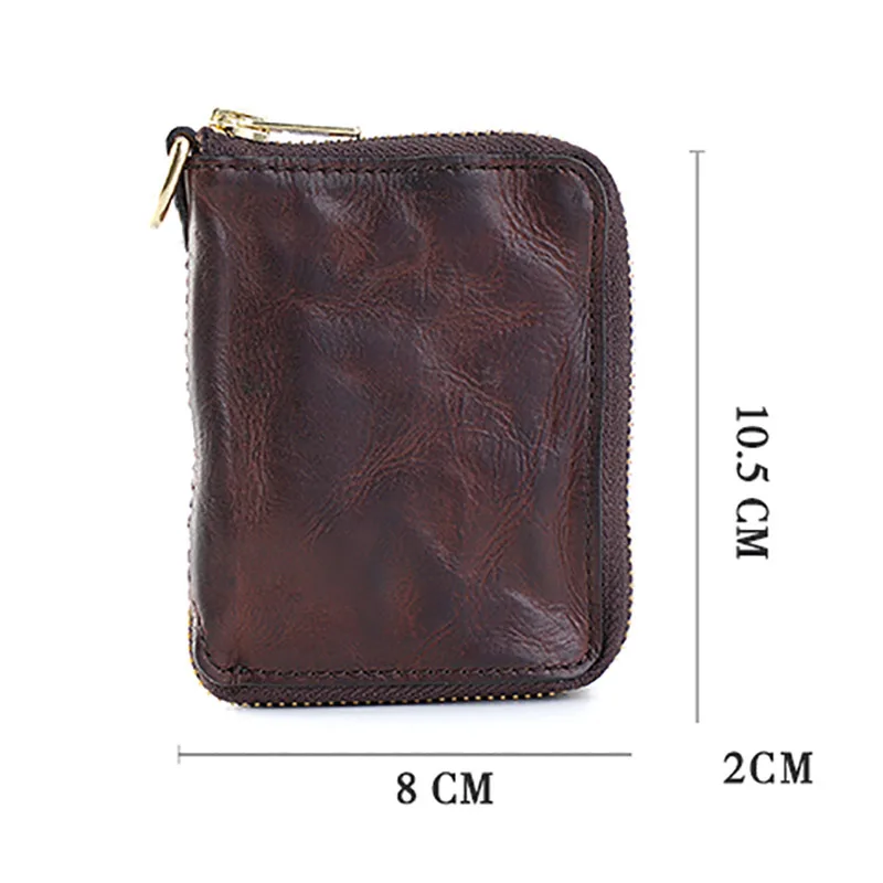 Маленький кошелек AETOO ручной работы со складкой на молнии мужской ретро модный