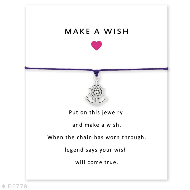 Make a Wish эффектные Браслеты Крест Снежинка якорь Висячие регулируемые браслеты и