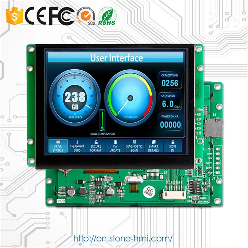 

Small Size LCD With CPU 4.3" Free Shipping And Fast Delivery Time 480*272 Resolution RS232 / RS485 / TTL Port