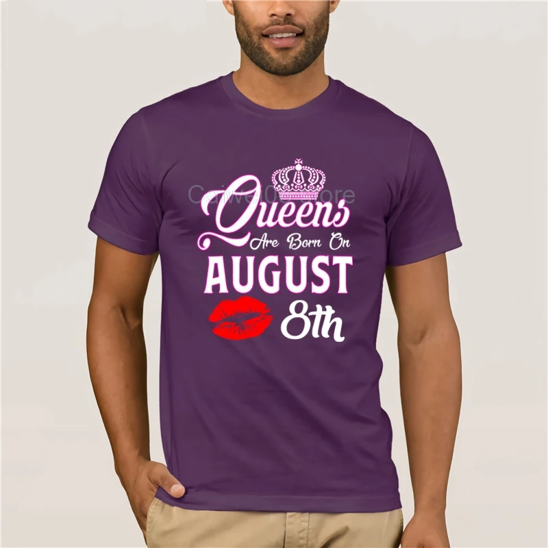 

Fashion Mens Short sleeve T Shirt Trending Queens Are Born On AugusT 8th Funny Birthday Men's Cool Short-Sleeve T-Shirt