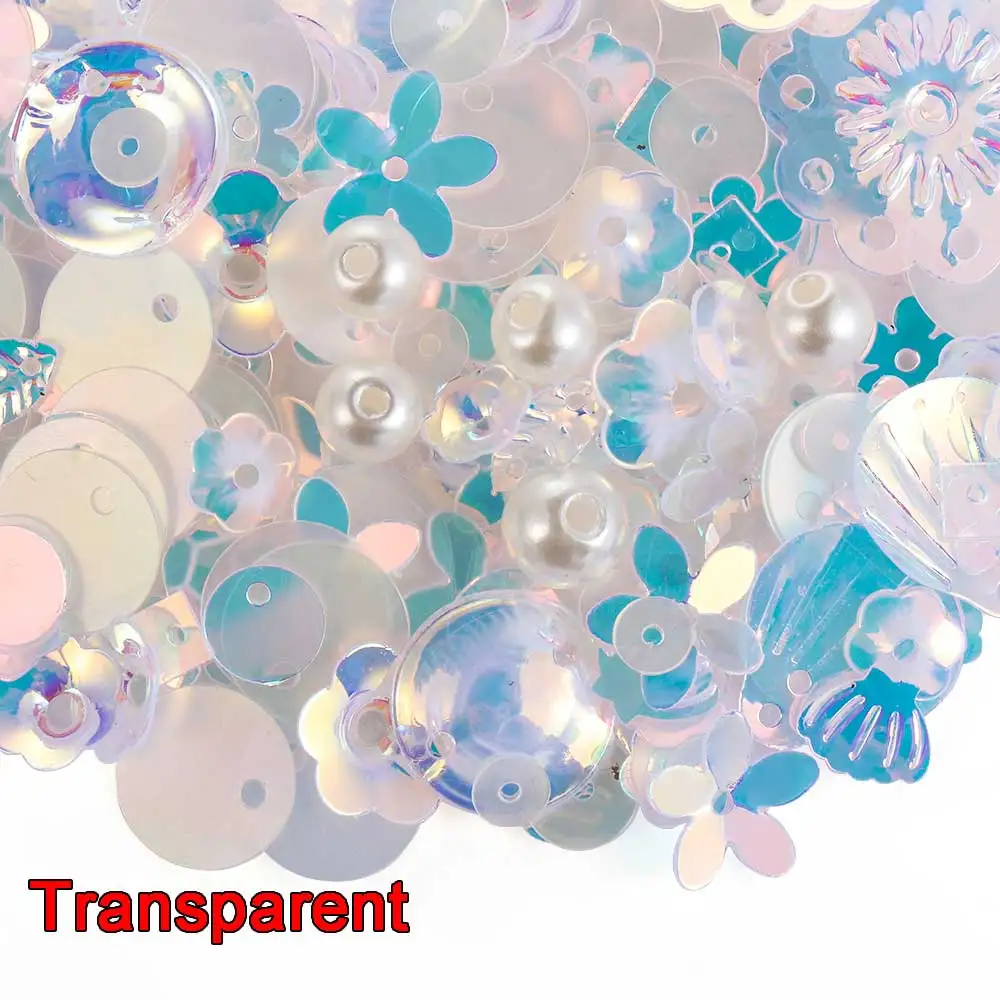 transparent Мода Сделай Сам блестки ремесло микс Звезда цветок оболочка лист формы шитье блестка жемчуг стеклянный бисер DIY Одежда швейная ткань - Цвет: transparent