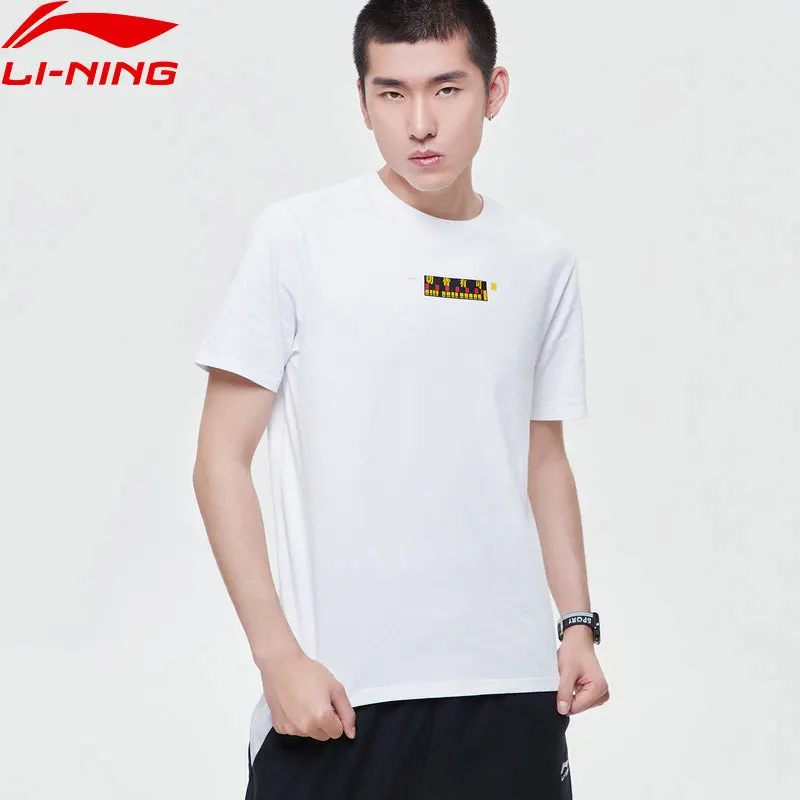 Li Ning Мужская футболка с коротким рукавом 100% хлопок обычная посадка подкладка