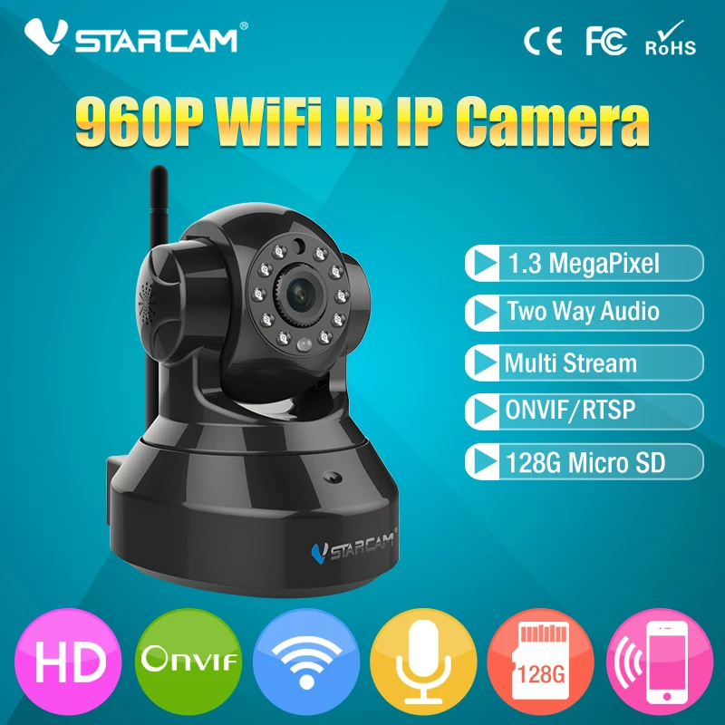 VStarcam C37A Беспроводная IP камера инфракрасная P2P видеонаблюдения с WiFi