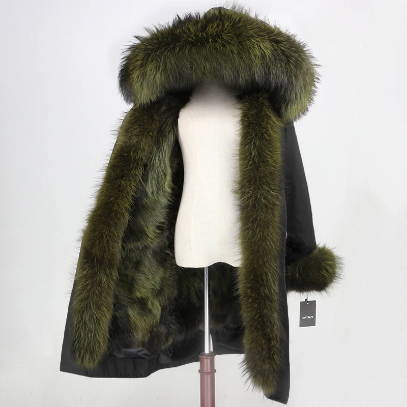 OFTBUY X-long Parka, водонепроницаемая тканевая зимняя куртка, Женское пальто с натуральным мехом енота, меховой воротник, капюшон, Лисий мех, съемная подкладка