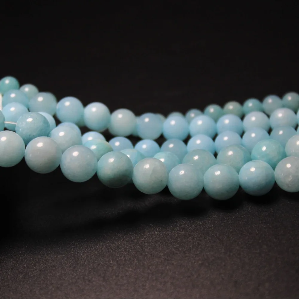 Круглые крашеные синие шарики Amazon из натурального камня 4 мм 6 8 10 12 для