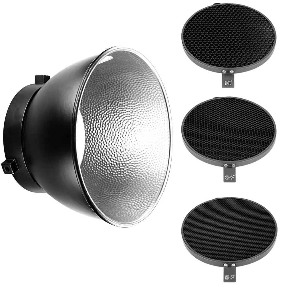 

Neewer 7inch/ 18cm Standard Reflector Diffuser with 10/30/50 Degree Honeycomb Grid for Bowens Mount Studio Light Strobe Flash