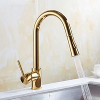 pull out kitchen faucet brass gold sink mixer tap 360 degree rotation kitchen mixer taps kitchen tap