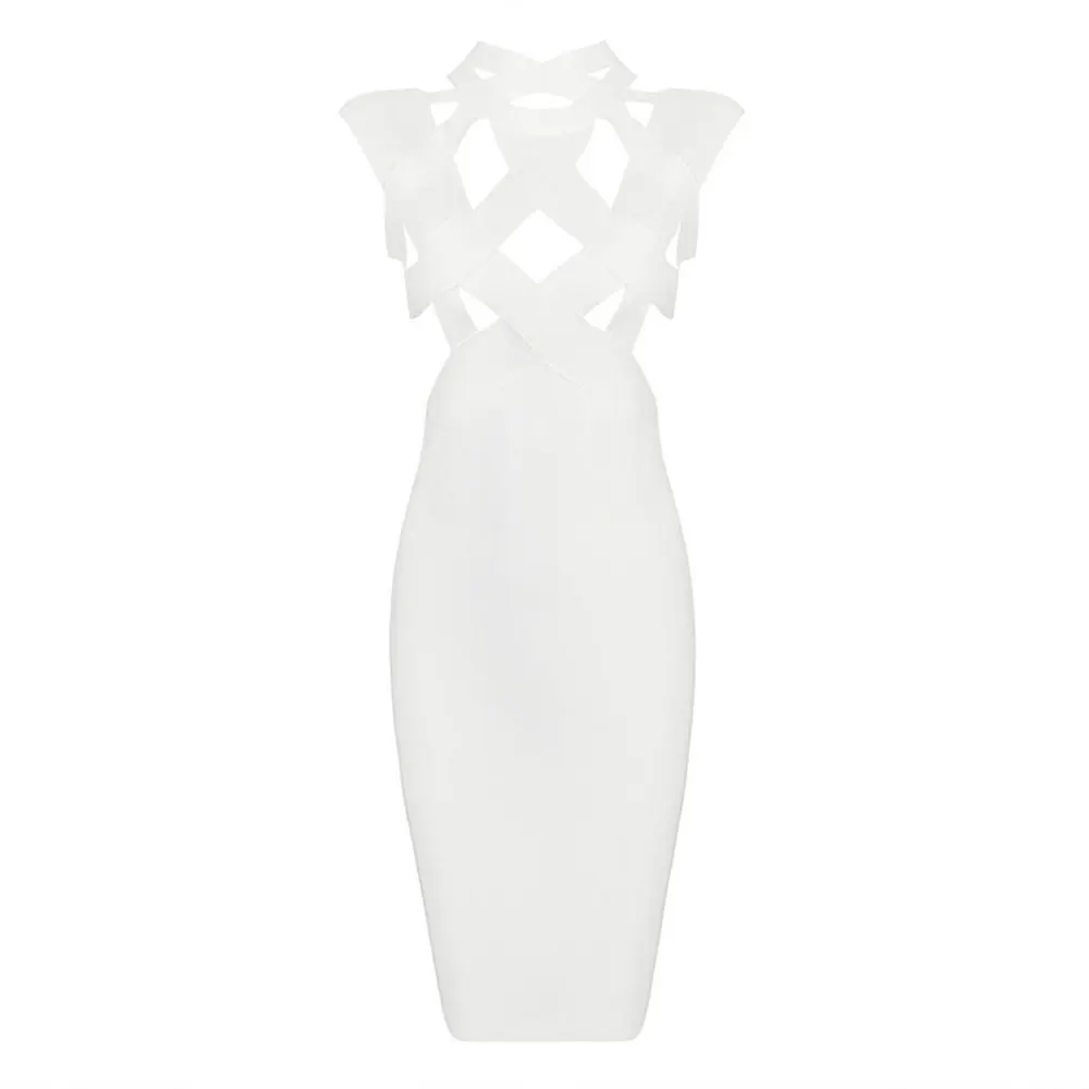 

knitted high neck cap sleeve rayon sexy ladies 2018 new fashion hollow out hl bodycon bandage dress