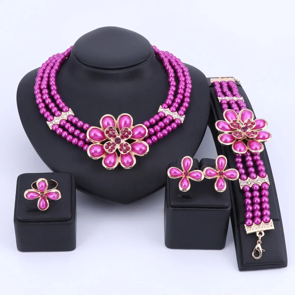 OUHE набор ювелирных изделий золотого цвета с искусственным жемчугом для женщин