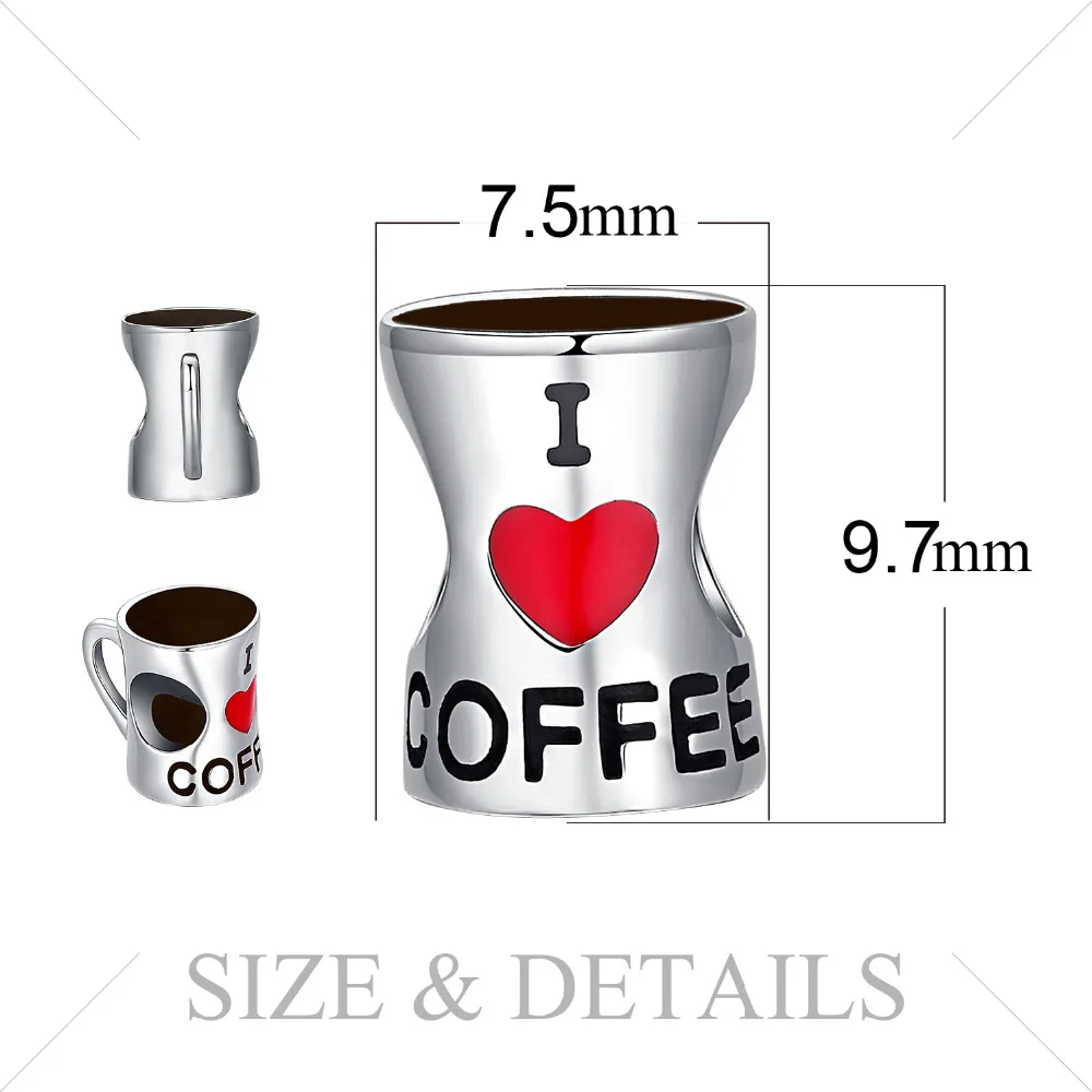 JewelryPalace Coffee Cup 925 Sterling Silver Beads Charms Original For Bracelet original Jewelry Making | Украшения и аксессуары