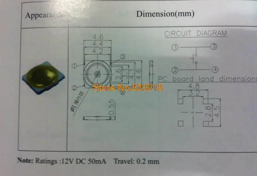 [SA] Тайвань FD оригинальный ленточный переключатель 5*5 SMD тактовый