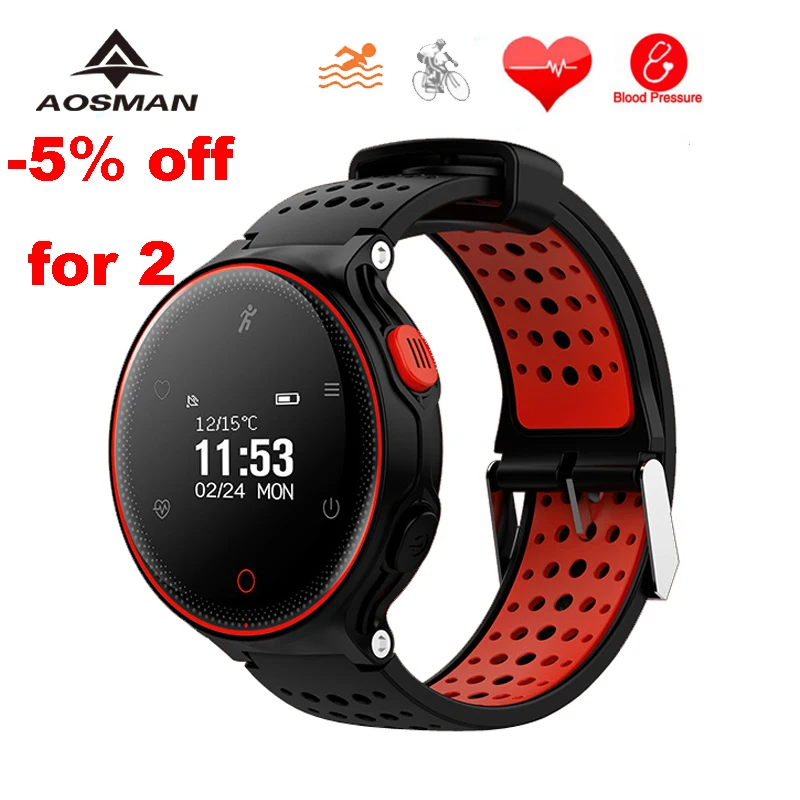 AOSMAN плавание езда на велосипеде Sportwatch Bluetooth Водонепроницаемый сердечного ритма
