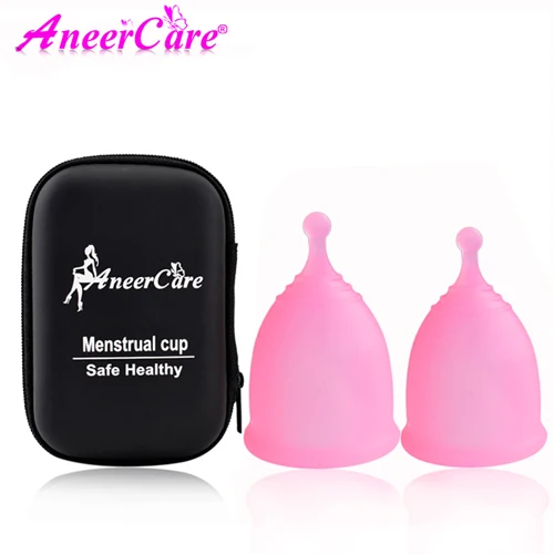Pink 2 шт., менструальная чашка Copa, медицинский силиконовый коллектор, менструальная чашка, медицинский класс, Женская менструальная чашка - Цвет: Pink