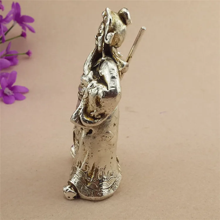 Тибетский буддизм Miao Серебряный боевой Бог богатства Гуань Гонг большая статуя