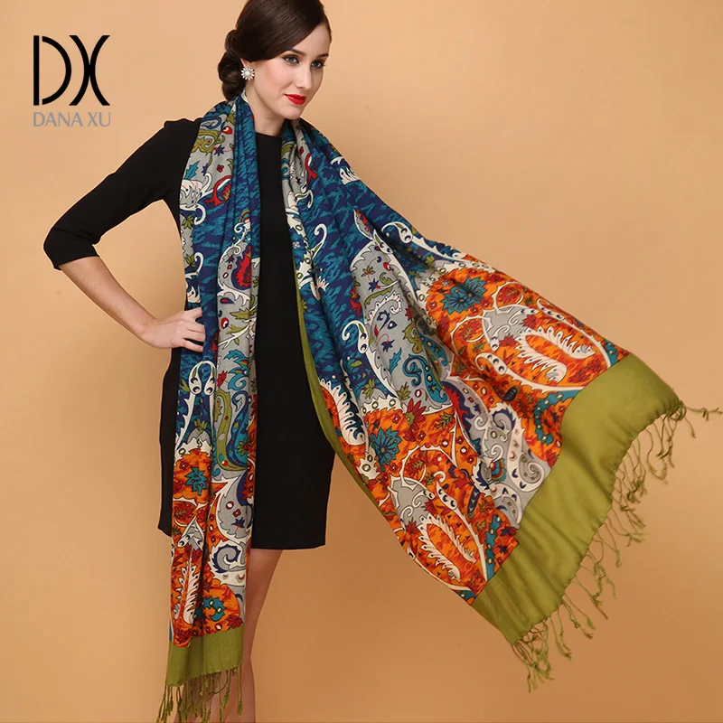 Женский кашемировый шарф теплый толстый шерстяной шарф-накидка из пашмины