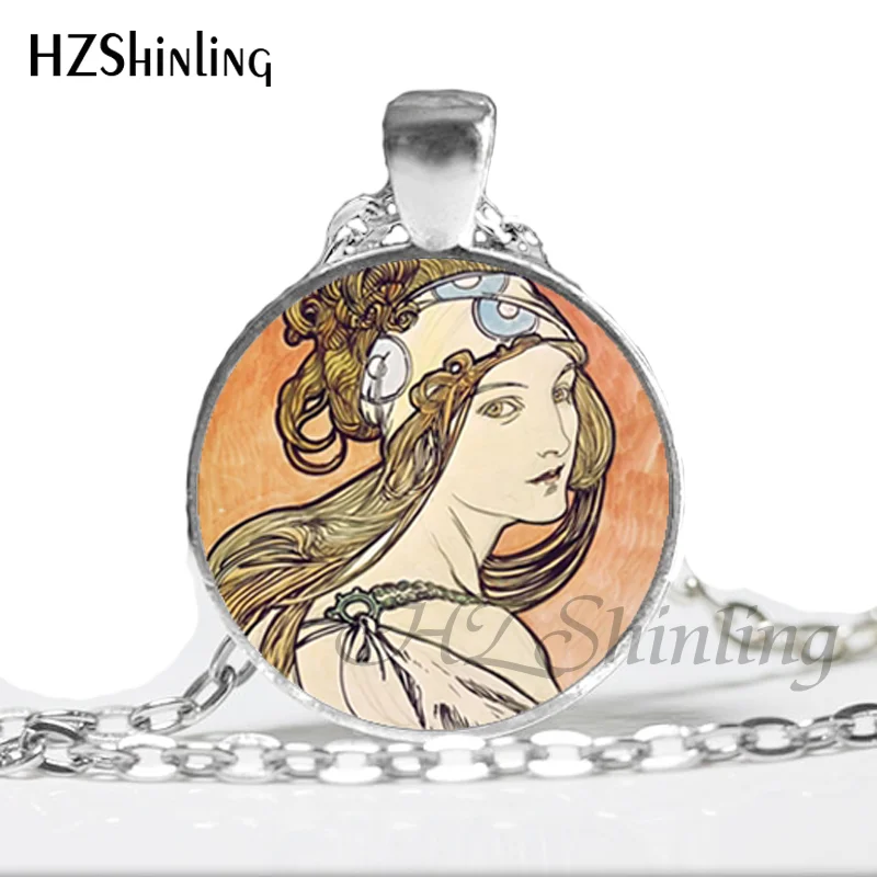 3 NS-00573 Новая мода Alfons ожерелье Mucha Альфонса Мухи ювелирные изделия Стекло купол кулон Цепочки и ожерелья HZ1 - Окраска металла: 3
