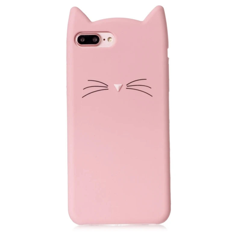 Haweel For iphone 8 plus silicone case cover Cute Cartoon Cat Whiskers Protective Back Cover 3d |
