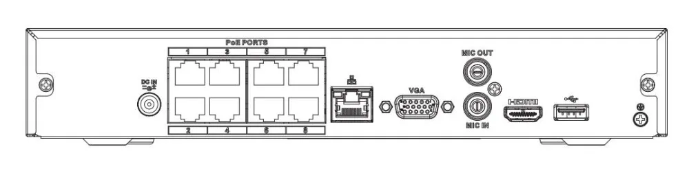 Сетевой видеорегистратор Dahua POE NVR NVR2108HS-8P-4KS2 8-канальный компактный 1U 8PoE Lite 4K H.265 |