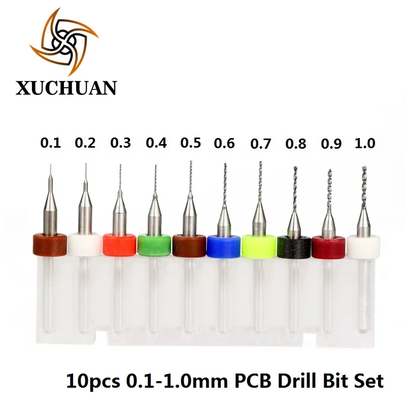 PCB0.1-1.0 10PCS 10 шт. 0,1-1,0 мм PCB сверло набор твердосплавное сверло для станка с ЧПУ для сверления печатной платы спиральные гравировальные Биты - Цвет: PCB0.1-1.0 10PCS