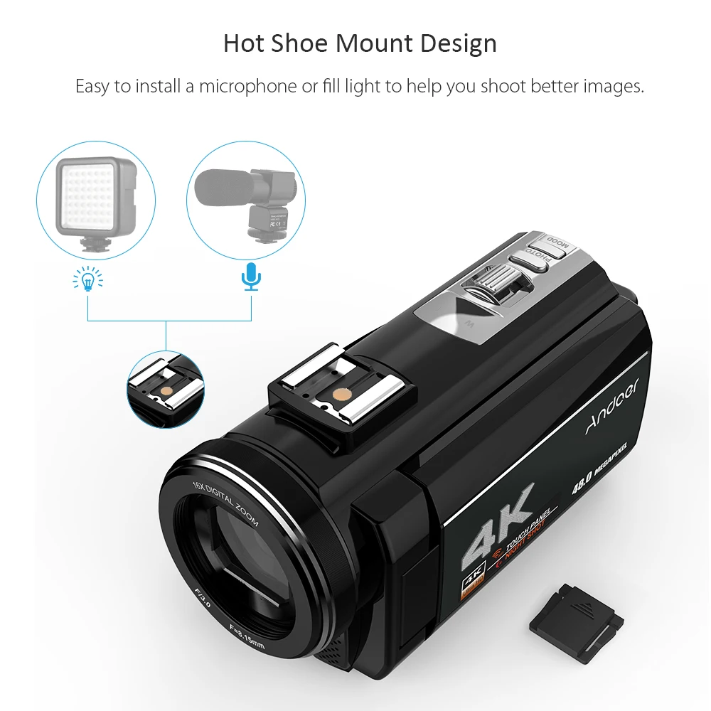 Andoer 4K Ultra HD 48MP WiFi 3 0 &quotсенсорный экран IR инфракрасная ночная съемка 16X цифровой зум