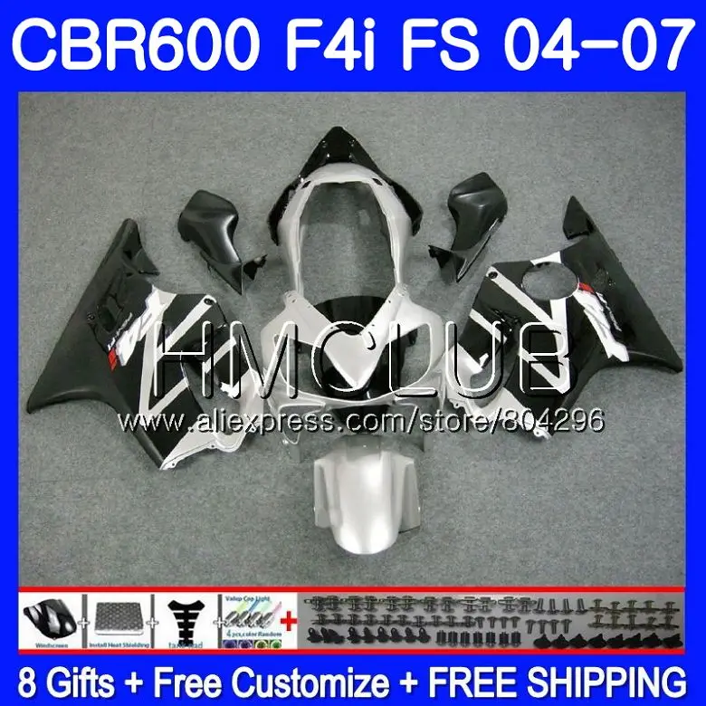

Корпус для HONDA CBR 600F4i CBR600 FS CBR 600 F4i 04 05 06 07 62HM11 CBR600F4i CBR600 F4i 2004 2005 2006 2007 обтекатель черный серебристый