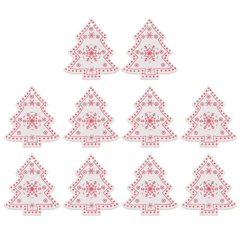 J 10Pcs 10 шт. Navidad Снежинка деревянная Подвеска Висячие украшения Рождественская елка дерево ремесло Рождественская елка украшения для дома - Цвет: J 10Pcs