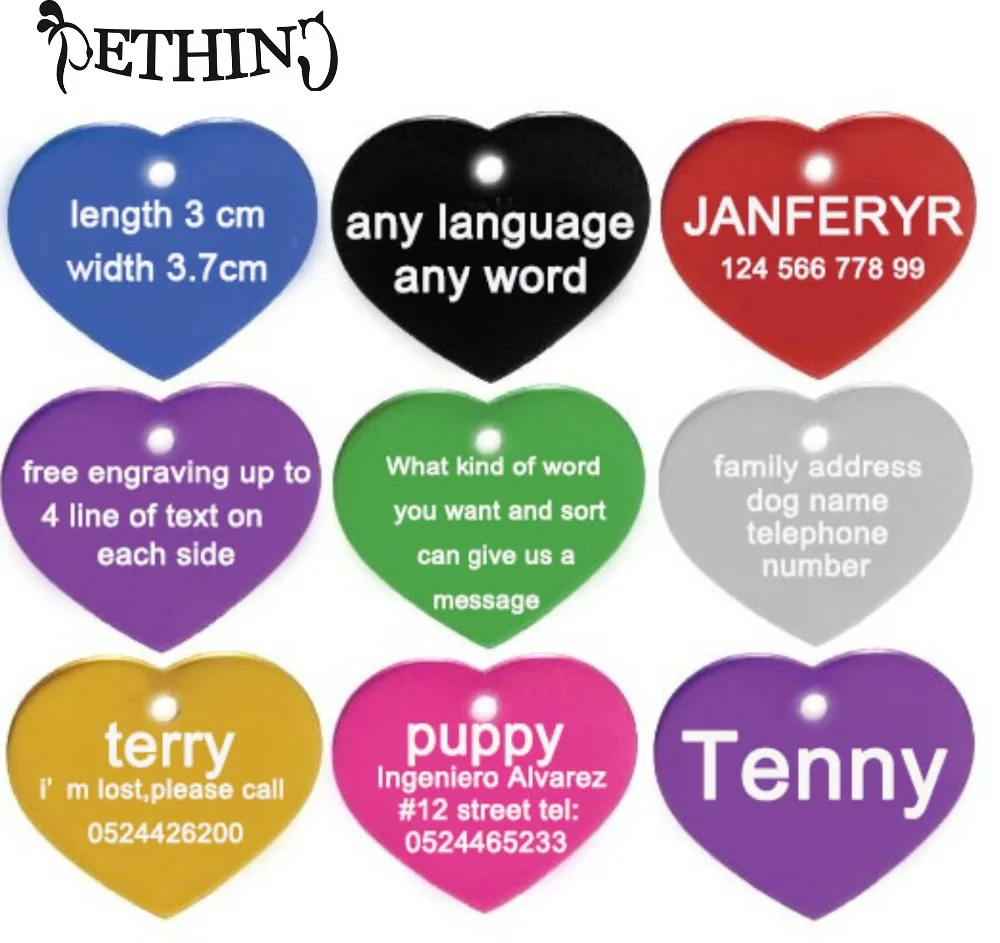 2 шт./лот Персонализированная бирка с именем питомца Бесплатная гравировка