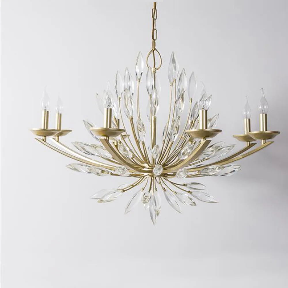 Дизайн, Золотая люстра, хрустальная лампа, AC110V 220 V, блеск, cristal, светодиодный, для столовой, гостиной, роскошный светильник
