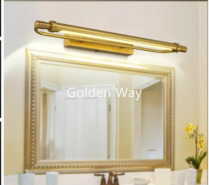 

Waterproof Retro Bronze 54cm/66cm Bathroom Mirror Lamp Cabinet Vanity Mirror Lights 100% Brass Wall Lamp LED Light Wall Lamp