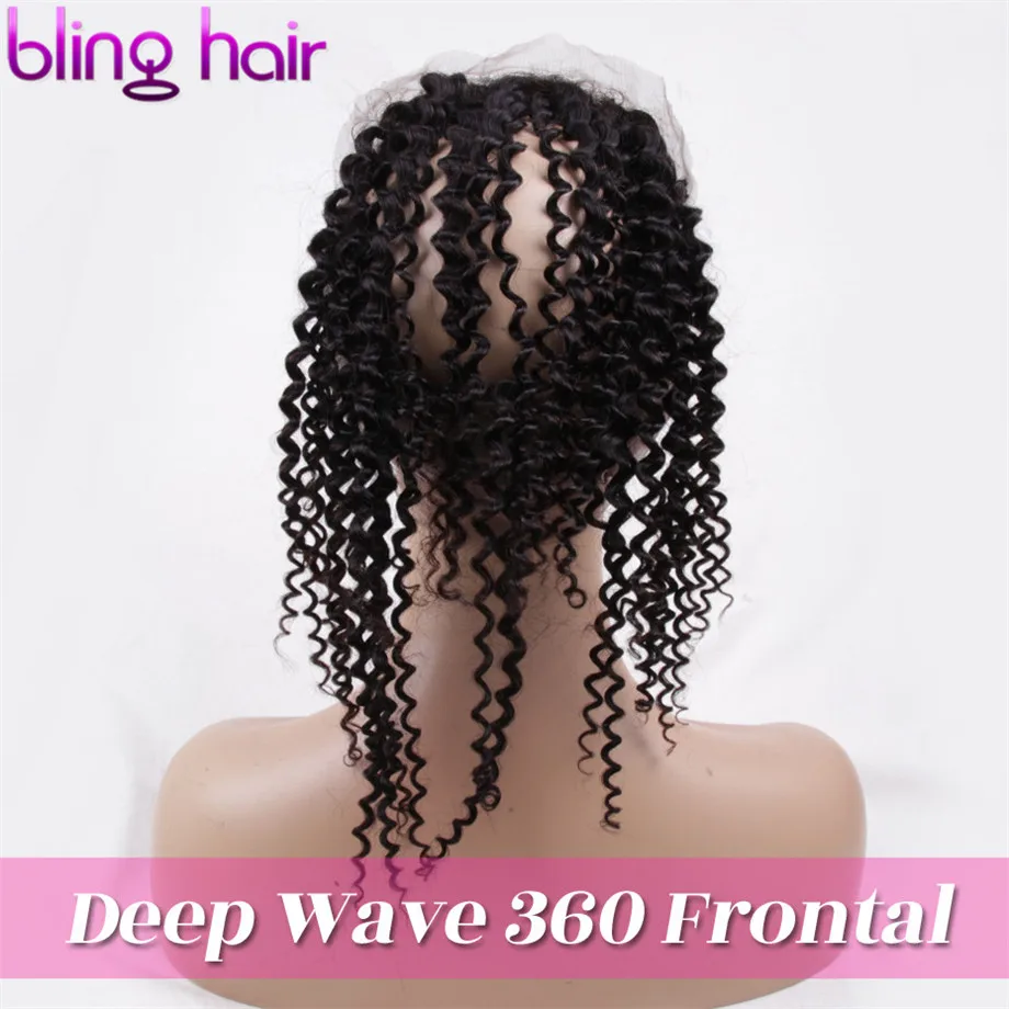 Bling Hair бразильские волосы глубокая волна Закрытие 360 Кружева Фронтальная Remy человеческие волосы закрытие с детскими волосами свободная часть натуральный цвет