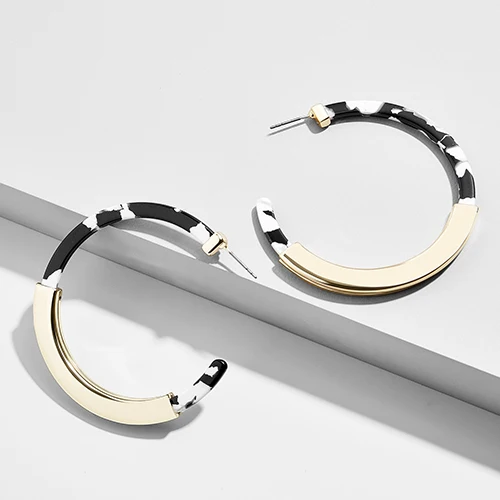 1 Boho Круглый резиновые, акриловые обруч серьги для женщин Bijoux C форма круг обручи сплава себе обручи женские украшения - Окраска металла: 1