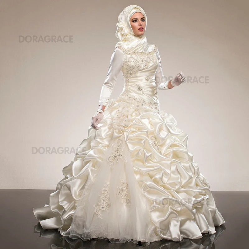 Бальное платье Doragrace с аппликацией из бусин свадебные платья мусульманские тафты