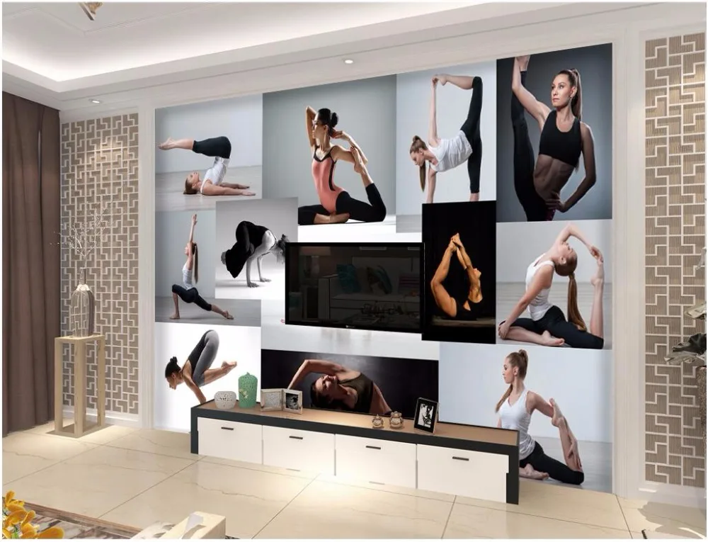 Custom mural 3d room wallpaper Yoga fitness club background wall decoration painting murals for 3 d | Обустройство дома