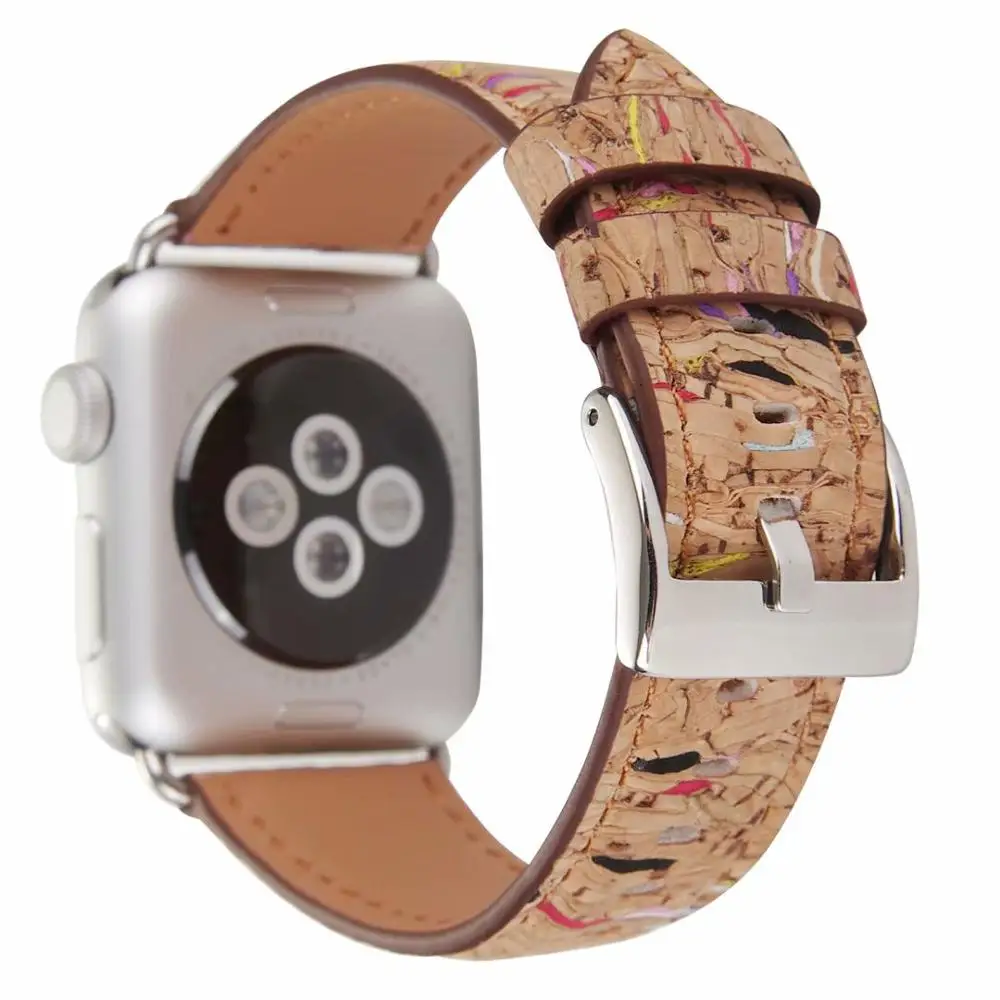 Ремешок из натуральной кожи для Apple Watch band 4 44/40 мм ретро браслет с зернистой