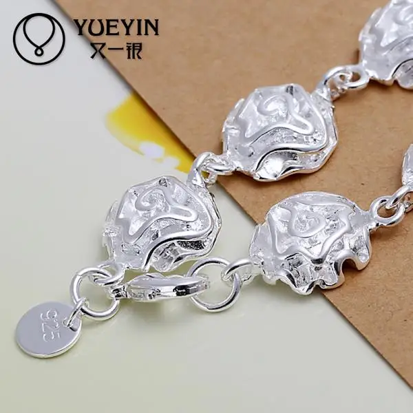 Очаровательные браслеты звенья цепи посеребренный браслет для женщин мужчин