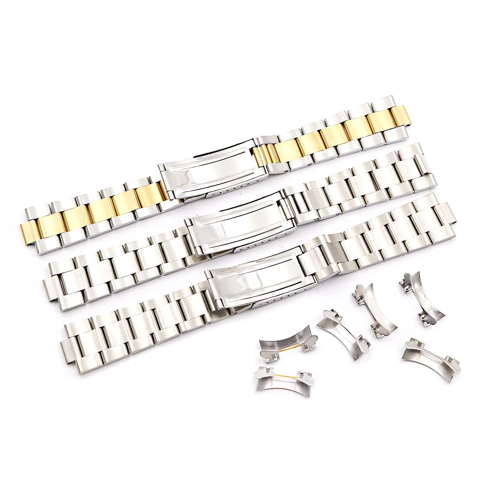 Rolamy 19 20mm Top Grade Silver Brushed 316L Solid Stainless Steel Watch Band Belt Strap Bracelets Of Oyster