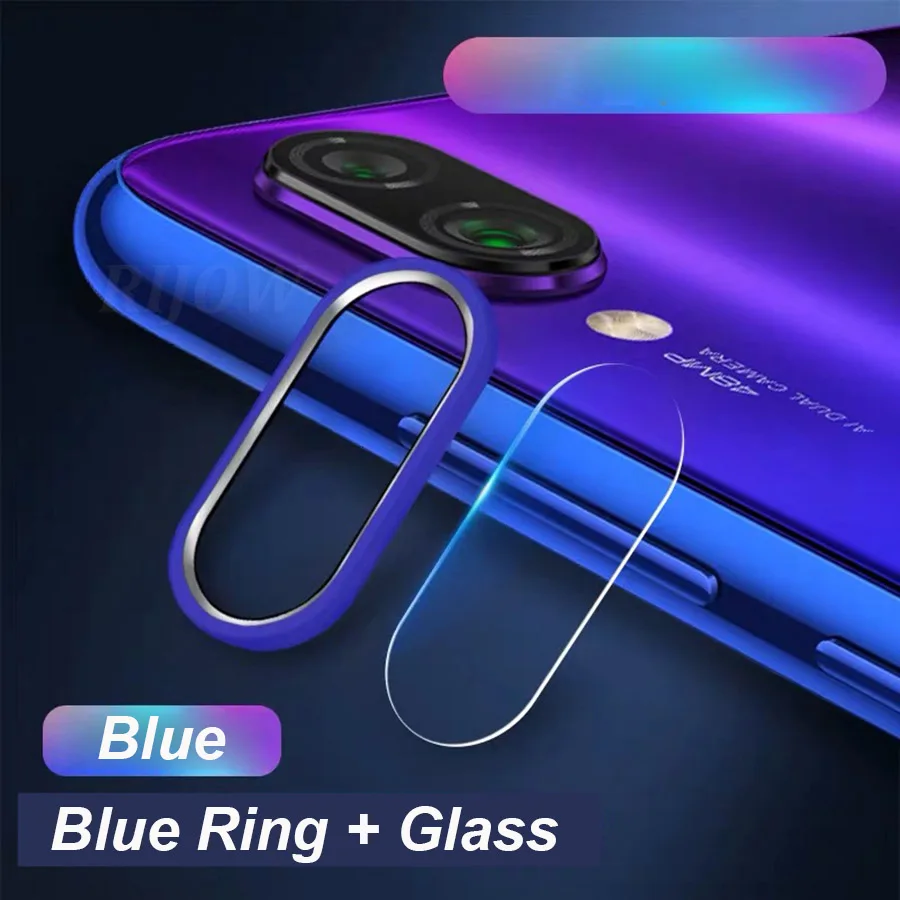 Redmi Note 8 закаленное стекло для Xiaomi Redmi Note 7 Pro металлический объектив камеры защитное кольцо защита экрана Global Note7 Pro - Цвет: blue ring and glass