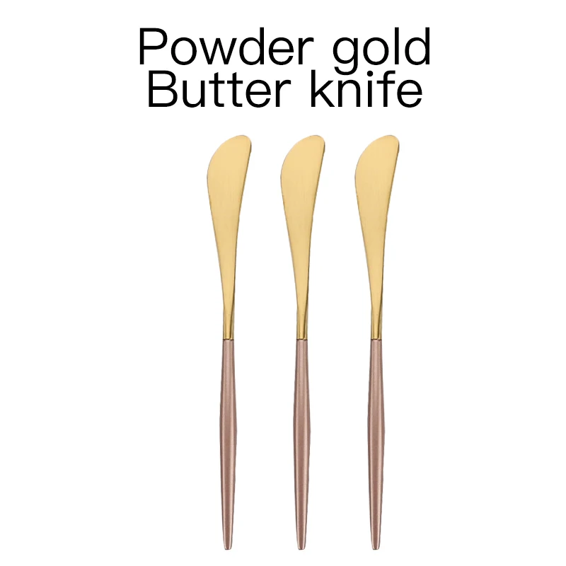 3 pcs powder gold Комплект из 3 предметов, черный и золотой нож для масла, джем, скребок, завтрак хлеб, посуда, соевый соус, масло, в западном стиле столовый нож для сыра - Цвет: 3 pcs powder gold