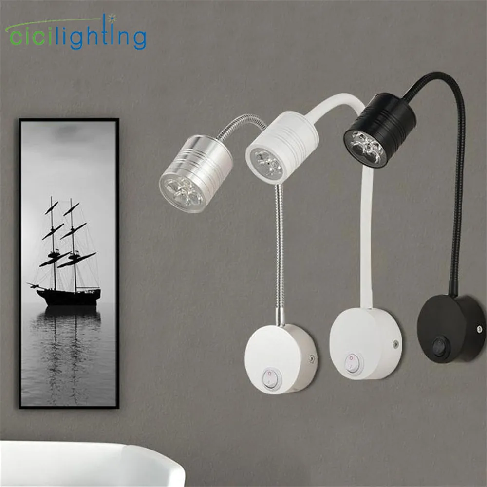 

5W LED Hoses Wall Lamp Flexible Home Hotel Bedside Reading Wall Light Modern Book Lights Aluminum LED Nlight light sconces decor